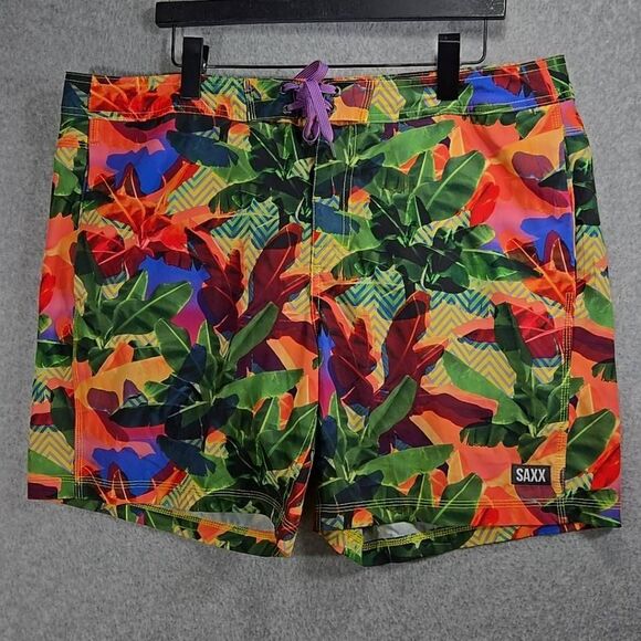 Saxx Swim Trunks Floral Bright 40 - Picture 1 of 10